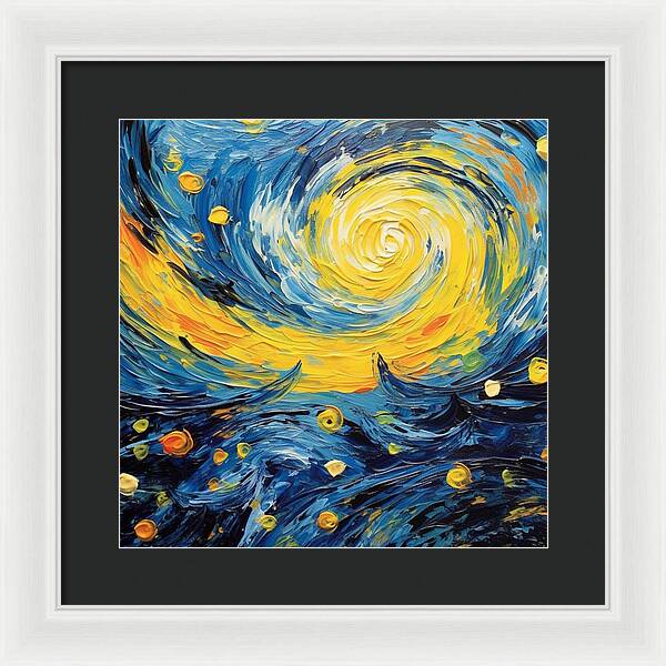 Azure Waters Beneath Sun's Embrace - Framed Print