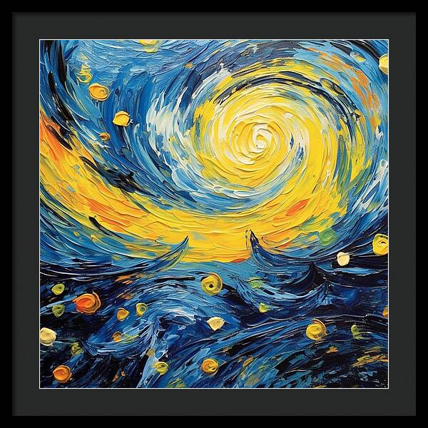 Azure Waters Beneath Sun's Embrace - Framed Print