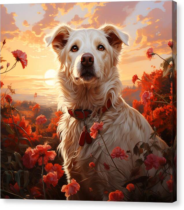 Blooms and Fur - Canvas Print