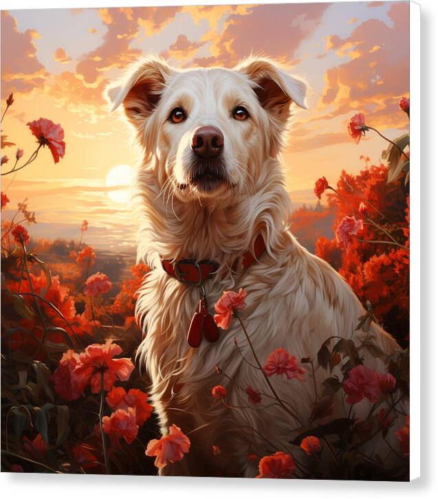Blooms and Fur - Canvas Print