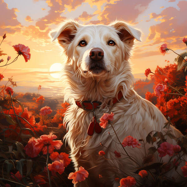 Blooms and Fur - Art Print