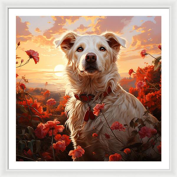 Blooms and Fur - Framed Print