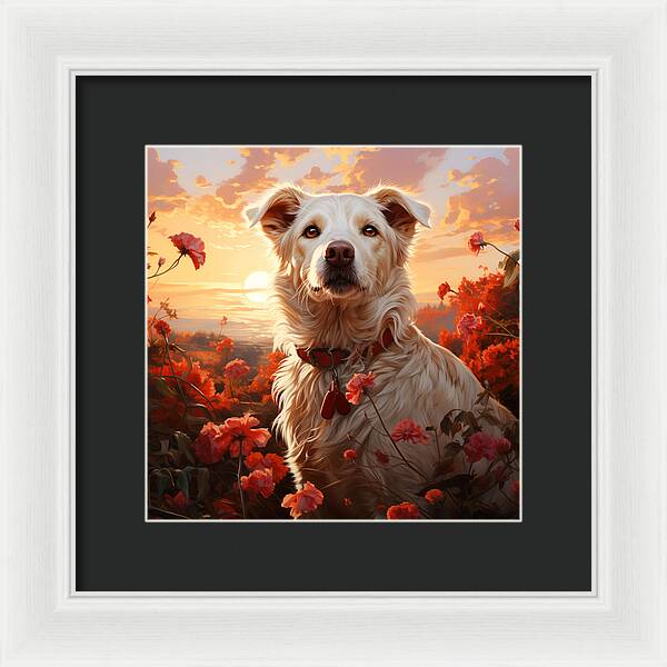 Blooms and Fur - Framed Print