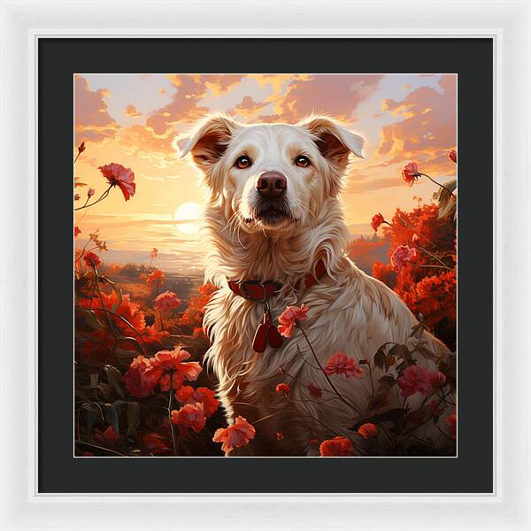 Blooms and Fur - Framed Print