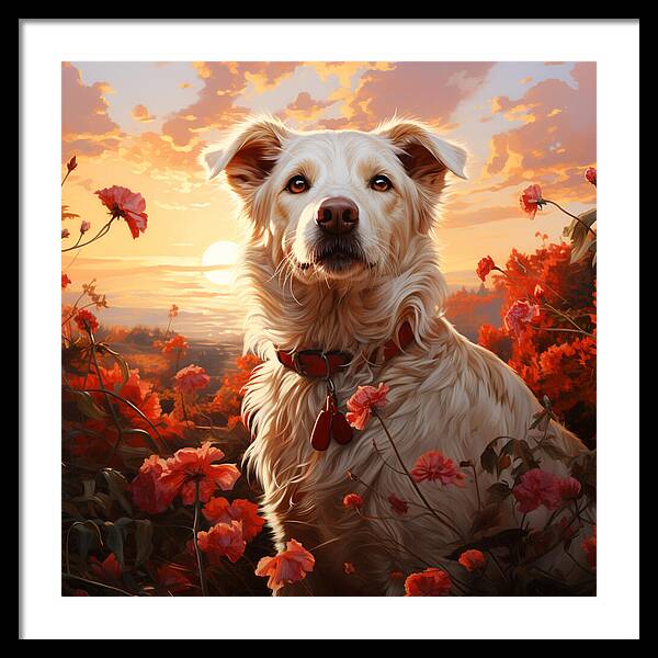 Blooms and Fur - Framed Print