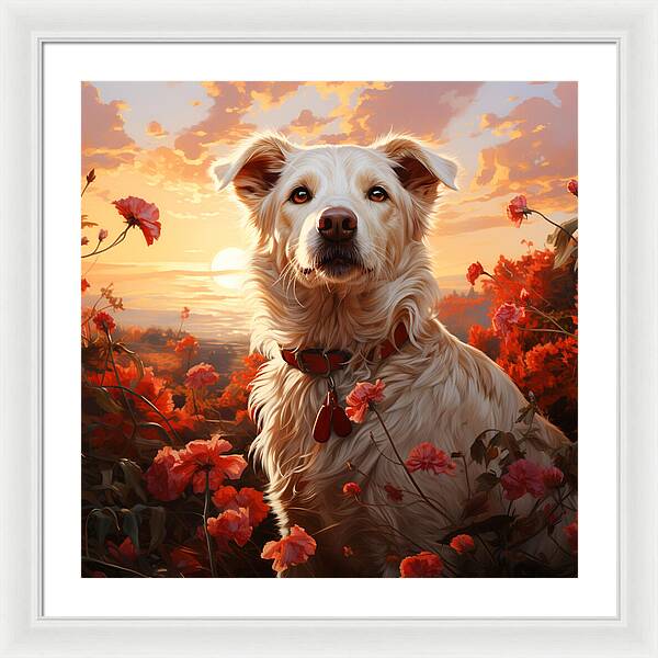 Blooms and Fur - Framed Print