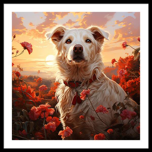 Blooms and Fur - Framed Print