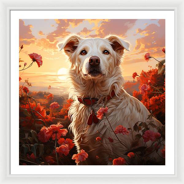 Blooms and Fur - Framed Print