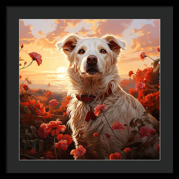 Blooms and Fur - Framed Print