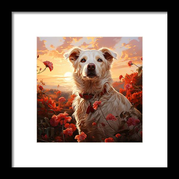 Blooms and Fur - Framed Print
