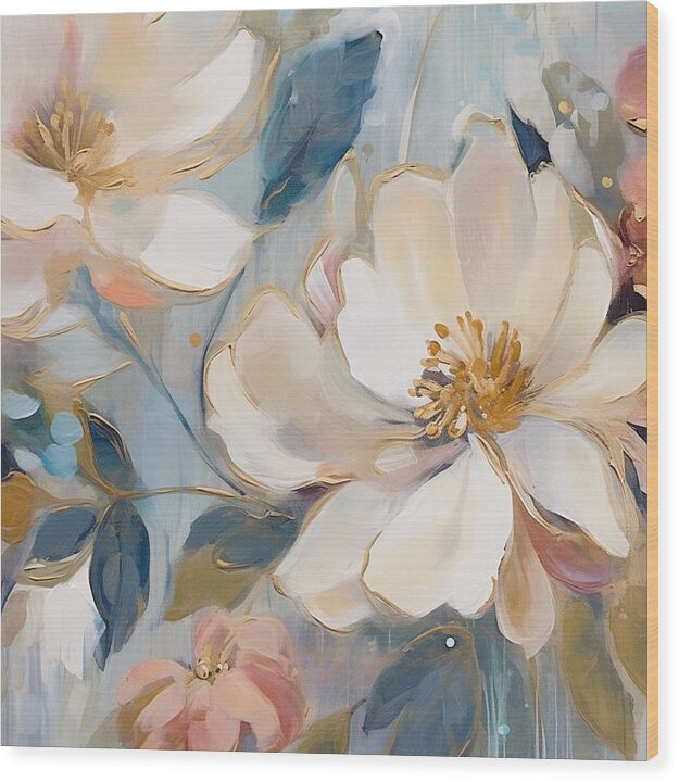Brushstrokes of Blooms - Wood Print