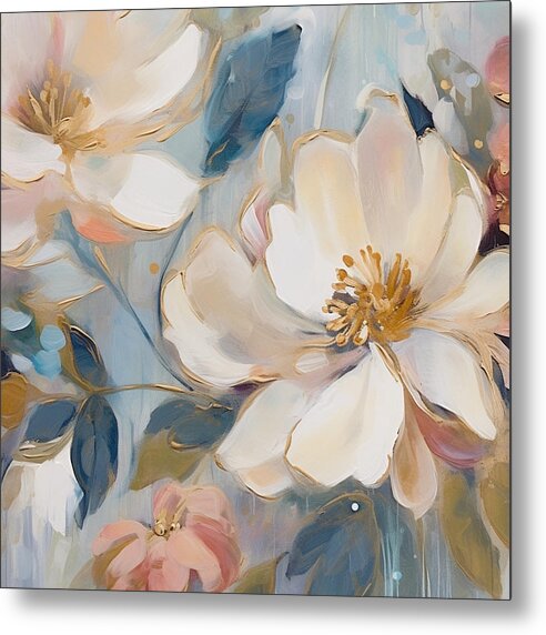Brushstrokes of Blooms - Metal Print