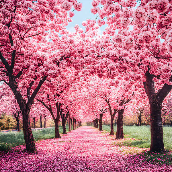 Cherry Blossom Walk - Art Print