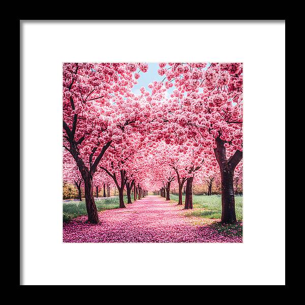 Cherry Blossom Walk - Framed Print