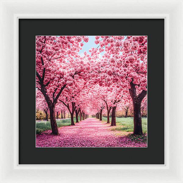 Cherry Blossom Walk - Framed Print