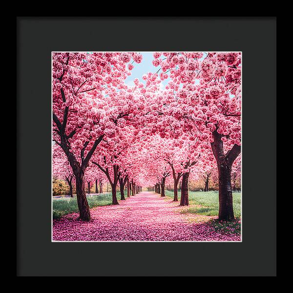 Cherry Blossom Walk - Framed Print