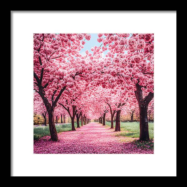 Cherry Blossom Walk - Framed Print