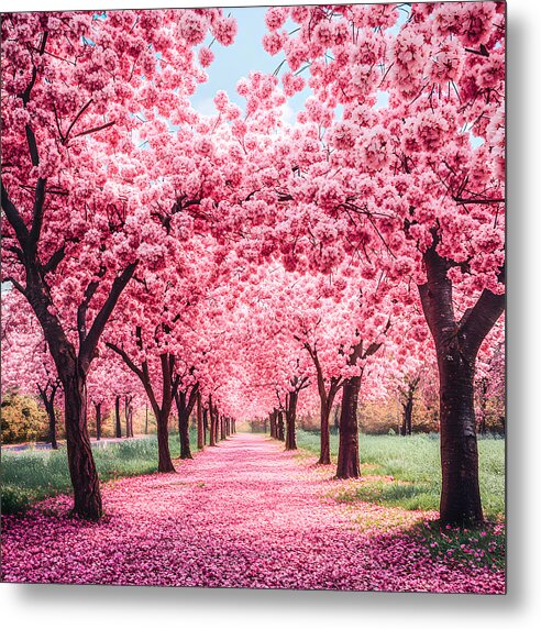 Cherry Blossom Walk - Metal Print
