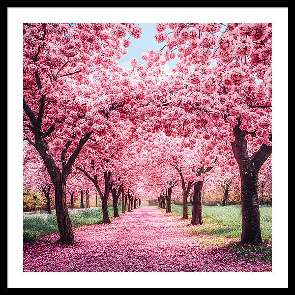 Cherry Blossom Walk - Framed Print