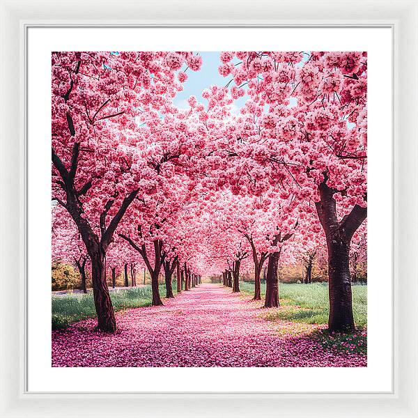 Cherry Blossom Walk - Framed Print
