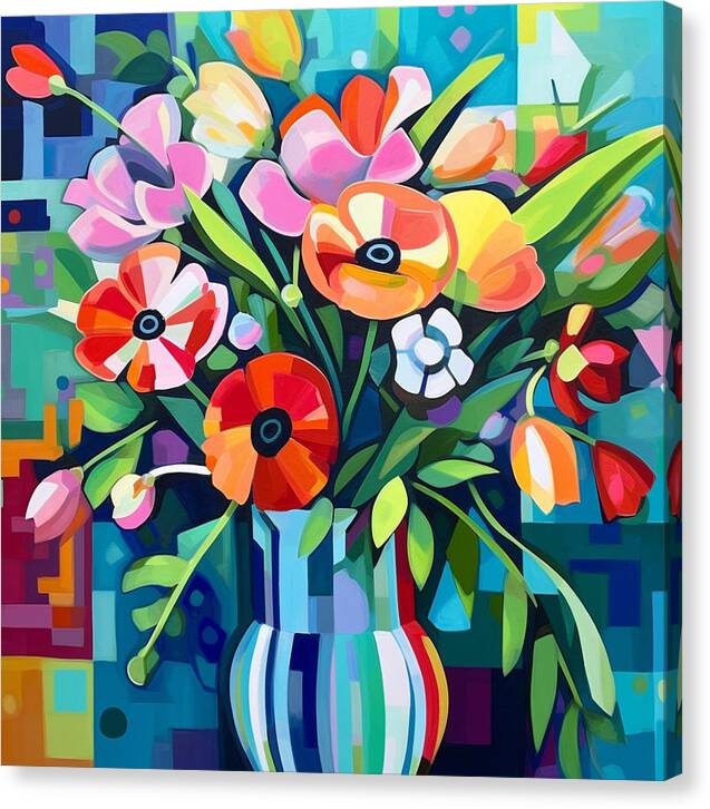 Chromatic Petal Whirl - Canvas Print