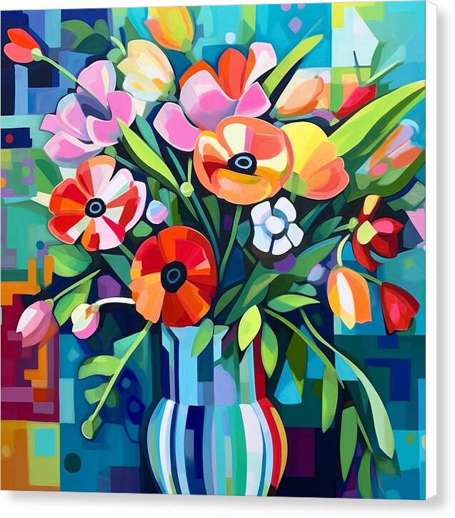 Chromatic Petal Whirl - Canvas Print