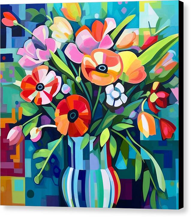 Chromatic Petal Whirl - Canvas Print