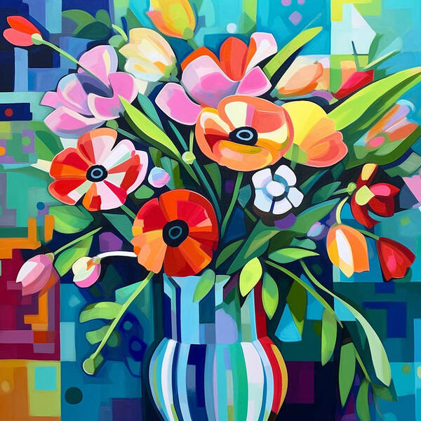 Chromatic Petal Whirl - Art Print