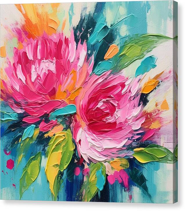 Crimson Bloom Symphony - Canvas Print