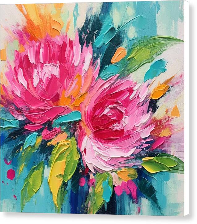 Crimson Bloom Symphony - Canvas Print