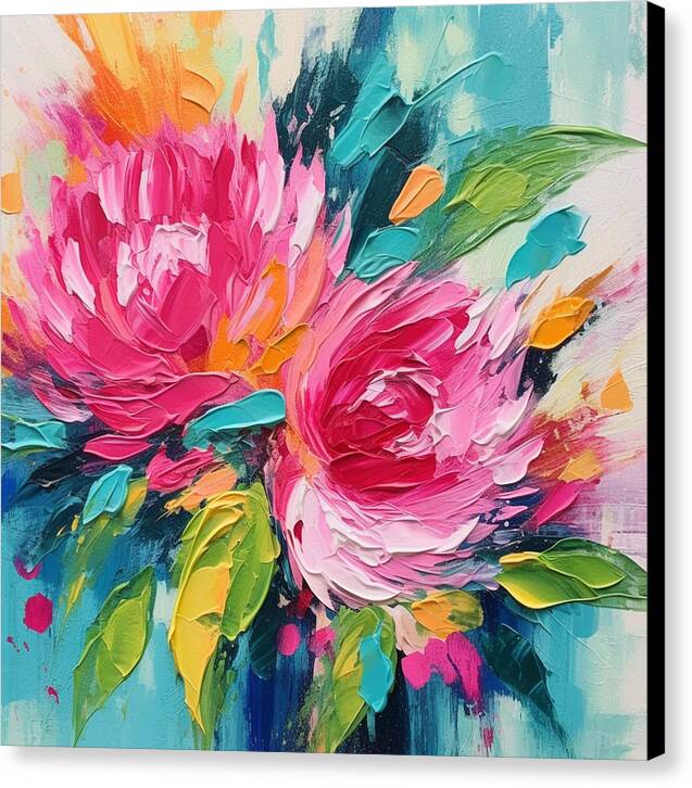 Crimson Bloom Symphony - Canvas Print