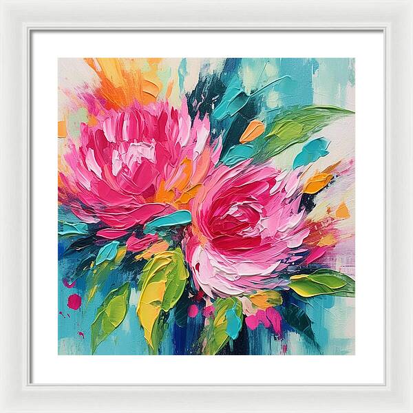 Crimson Bloom Symphony - Framed Print