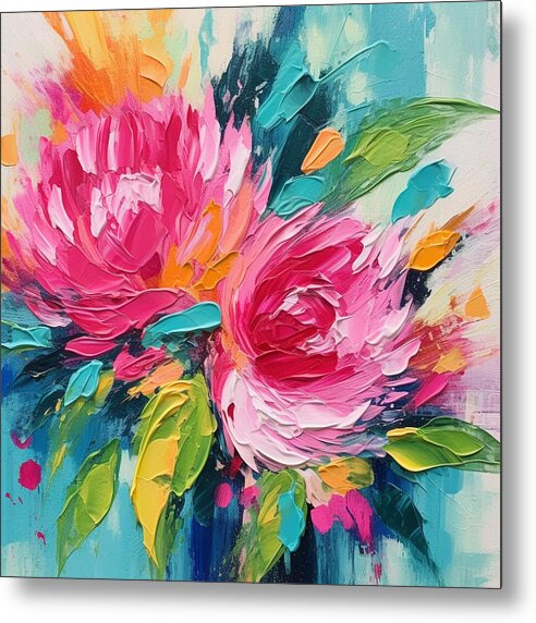 Crimson Bloom Symphony - Metal Print