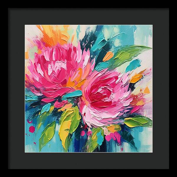 Crimson Bloom Symphony - Framed Print