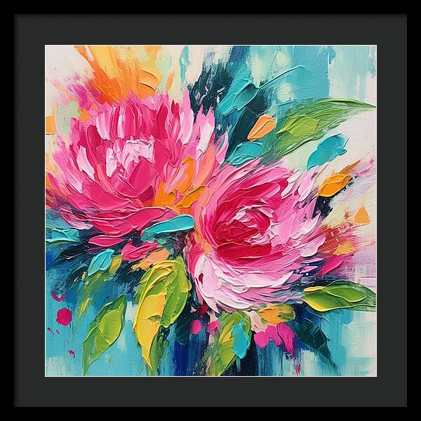Crimson Bloom Symphony - Framed Print