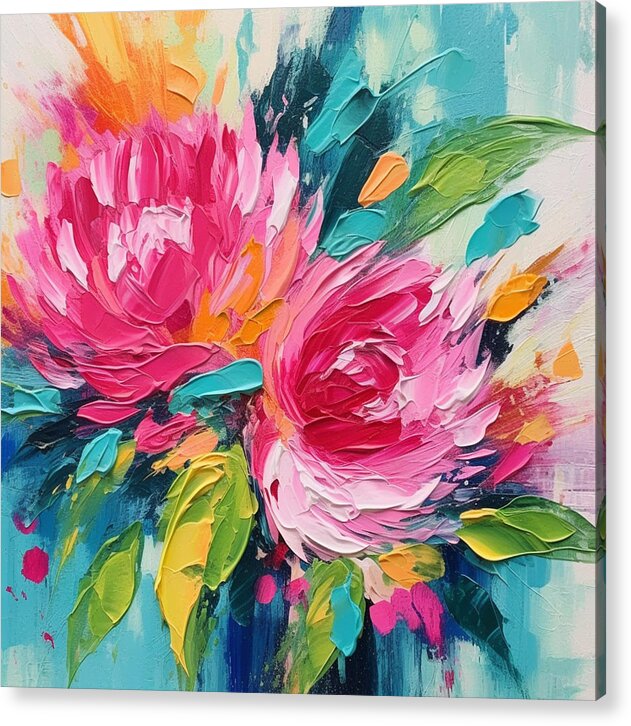 Crimson Bloom Symphony - Acrylic Print