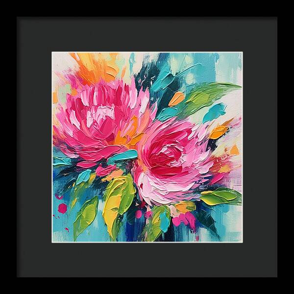 Crimson Bloom Symphony - Framed Print