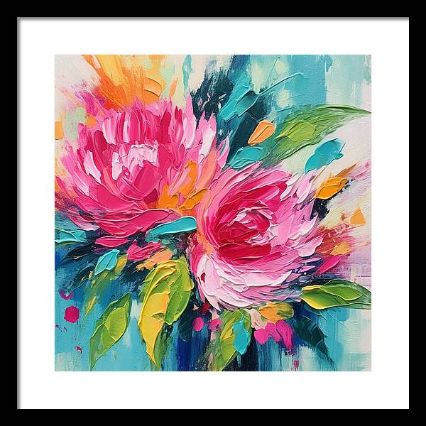 Crimson Bloom Symphony - Framed Print