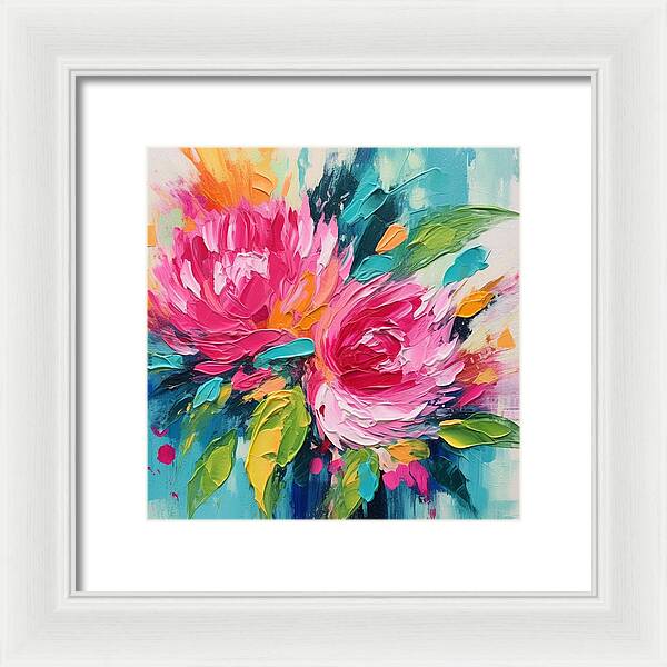 Crimson Bloom Symphony - Framed Print