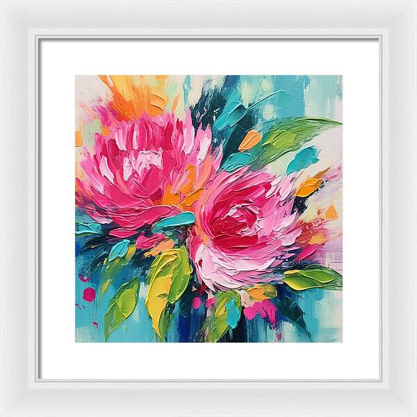 Crimson Bloom Symphony - Framed Print
