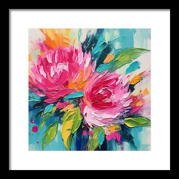 Crimson Bloom Symphony - Framed Print