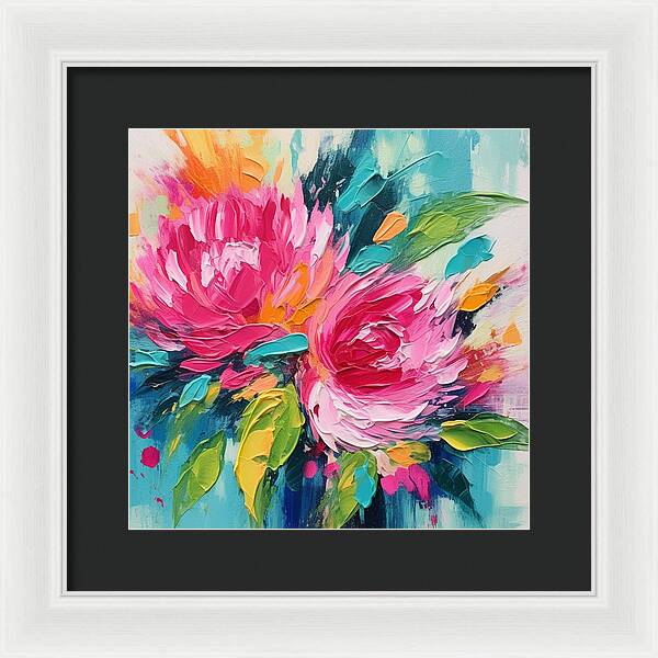 Crimson Bloom Symphony - Framed Print