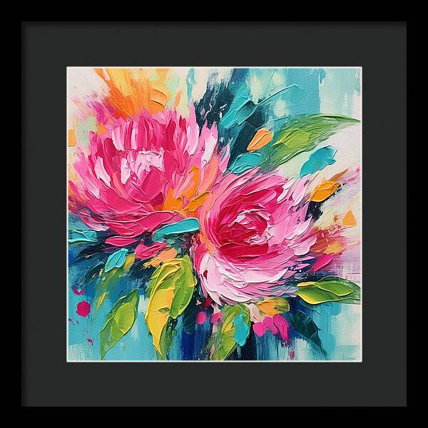 Crimson Bloom Symphony - Framed Print