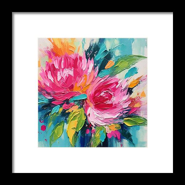 Crimson Bloom Symphony - Framed Print