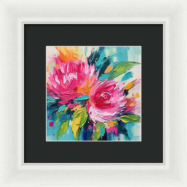 Crimson Bloom Symphony - Framed Print