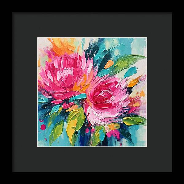 Crimson Bloom Symphony - Framed Print