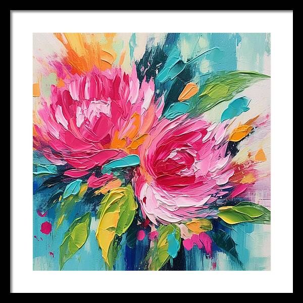 Crimson Bloom Symphony - Framed Print