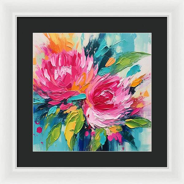 Crimson Bloom Symphony - Framed Print