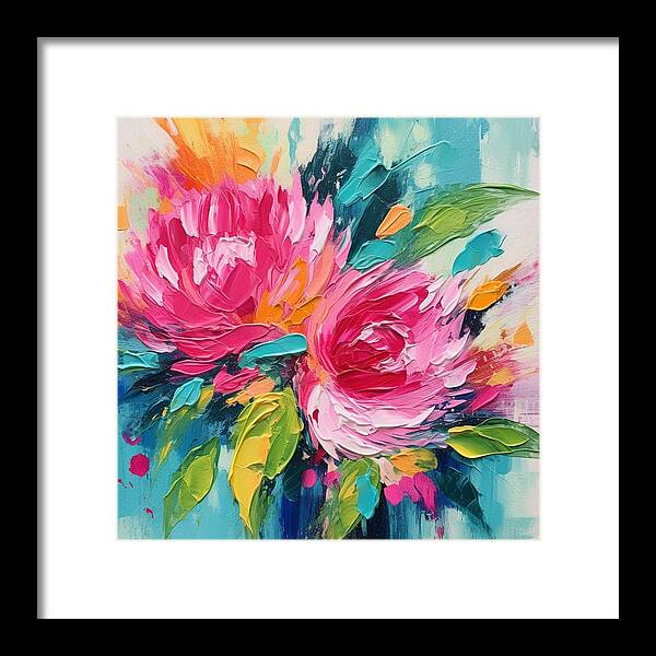 Crimson Bloom Symphony - Framed Print