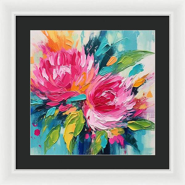 Crimson Bloom Symphony - Framed Print
